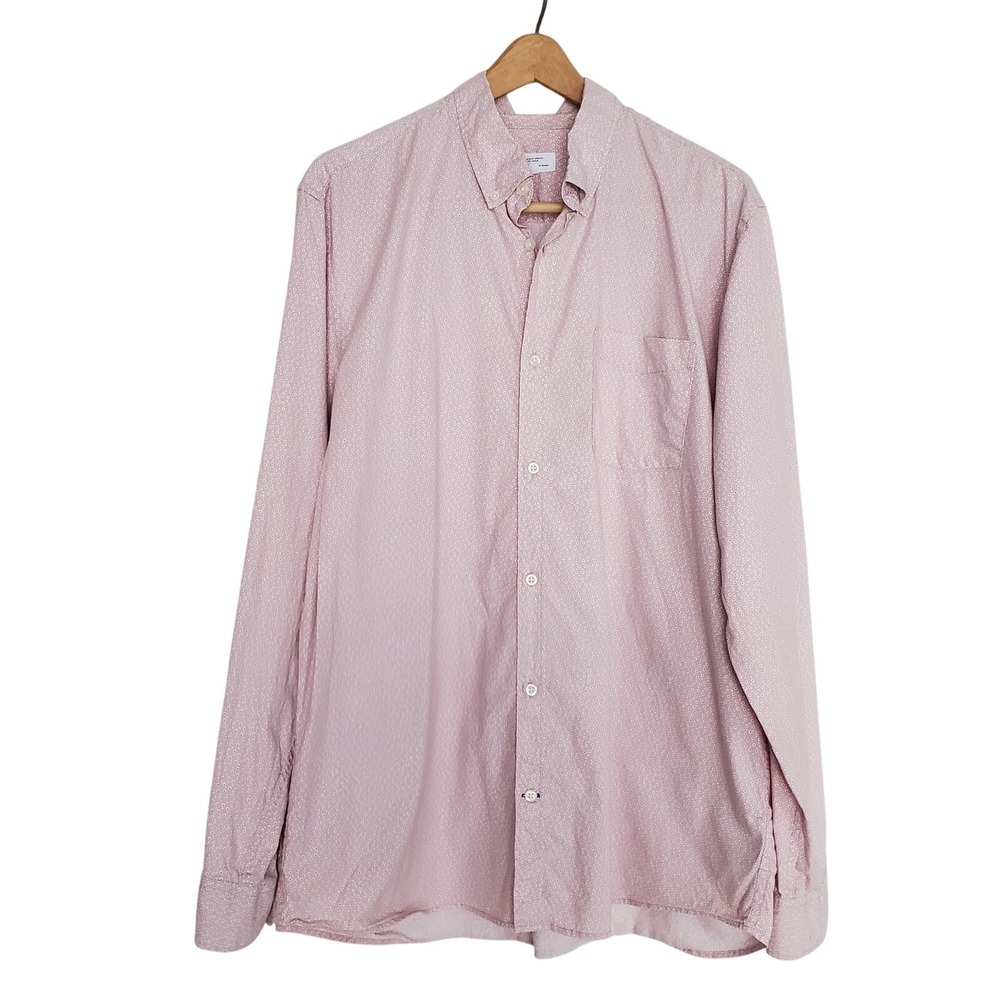 GAP Slim Fit Stretch Soft Poplin Mauve White Floral‎ Button Down Shirt XL